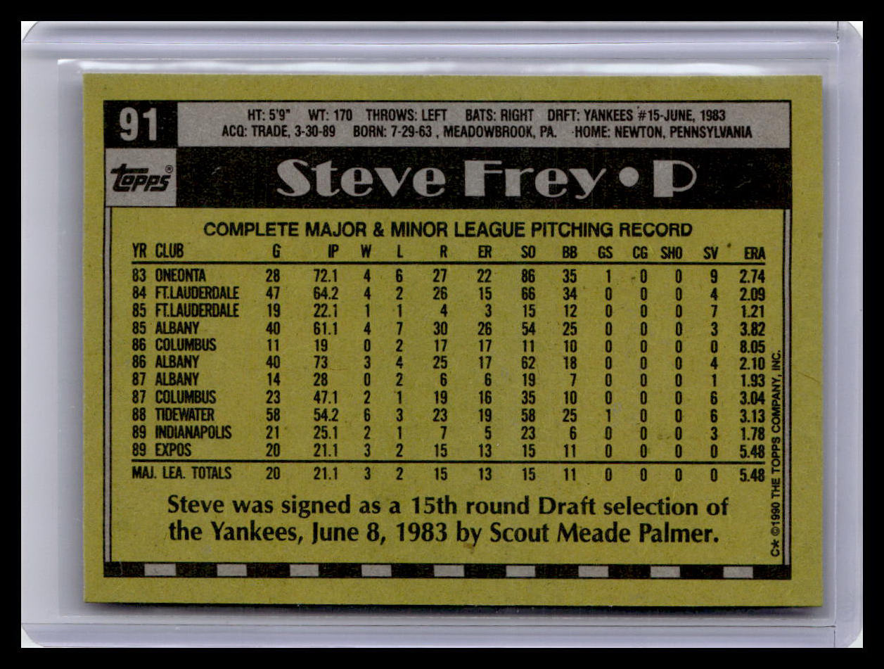 1990 Topps #91 Steve Frey