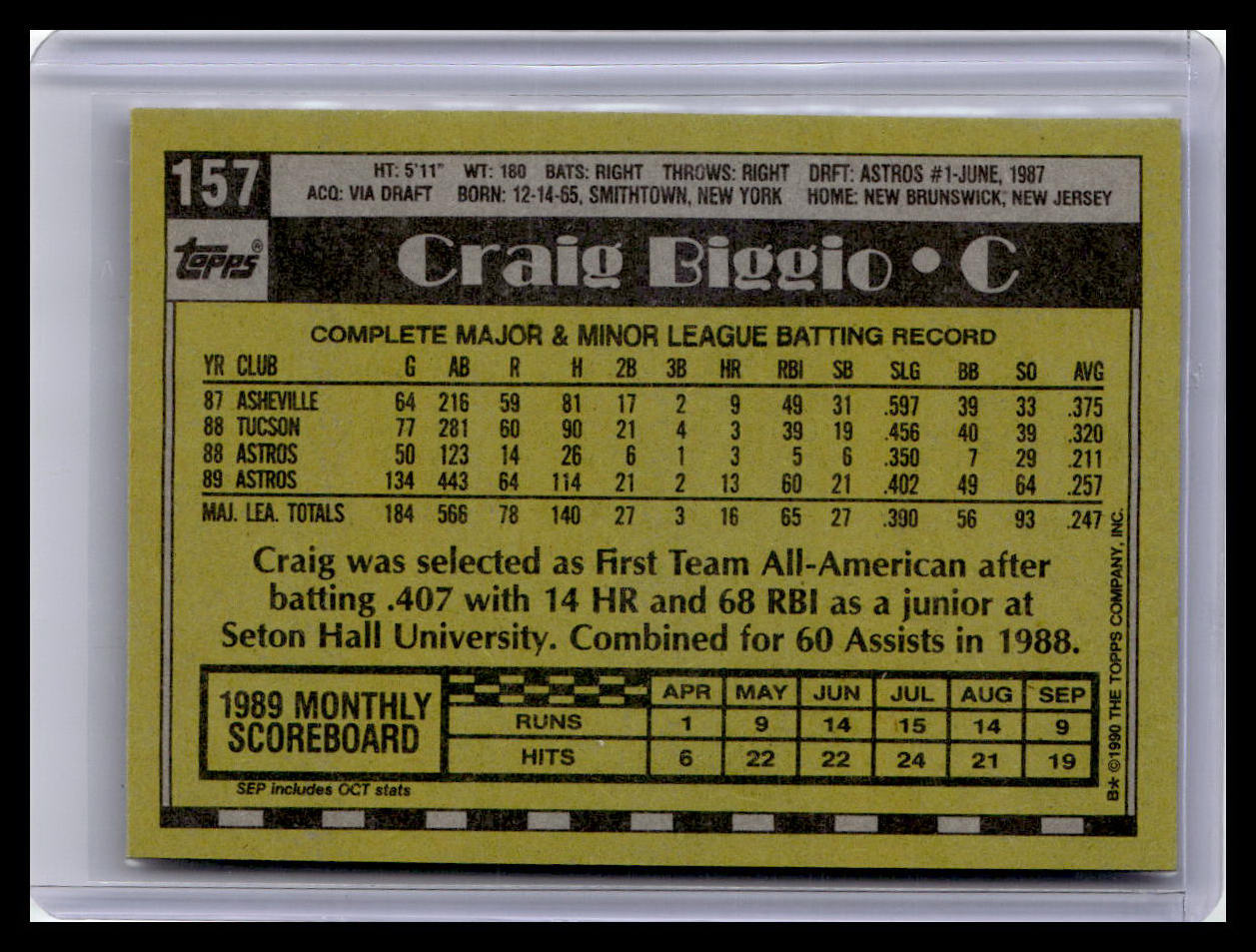 1990 Topps #157 Craig Biggio