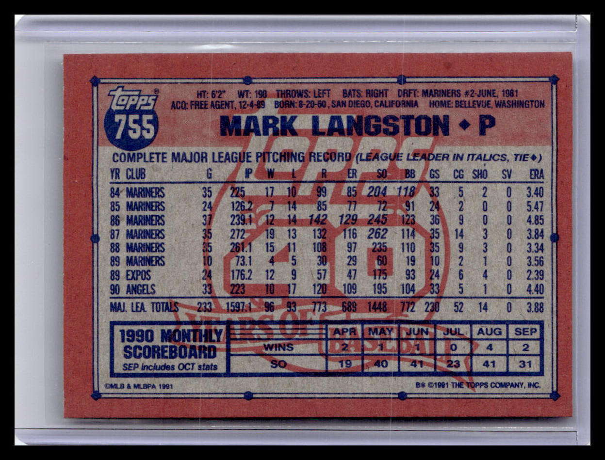 1991 Topps #755 Mark Langston Desert Shield