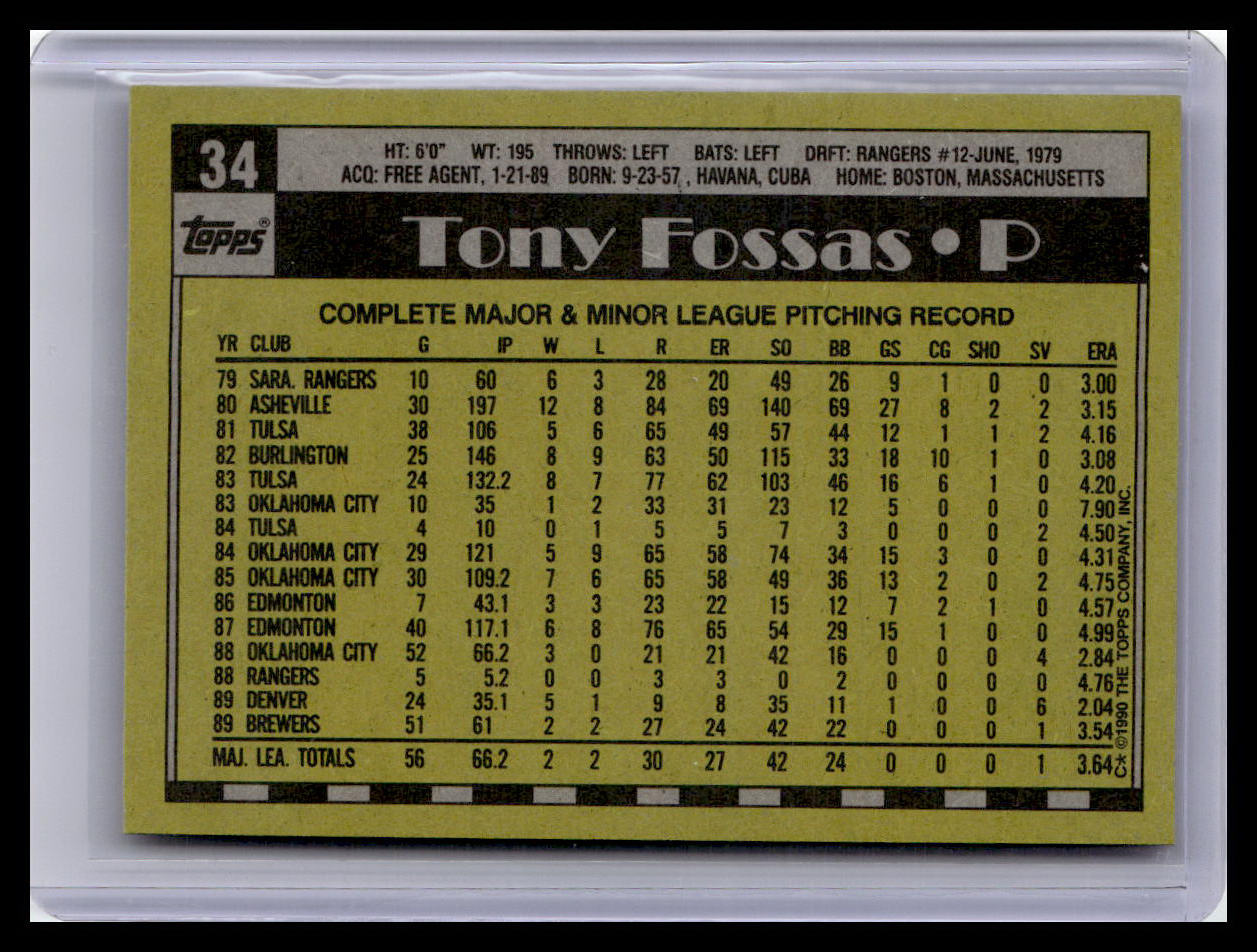 1990 Topps #34 Tony Fossas
