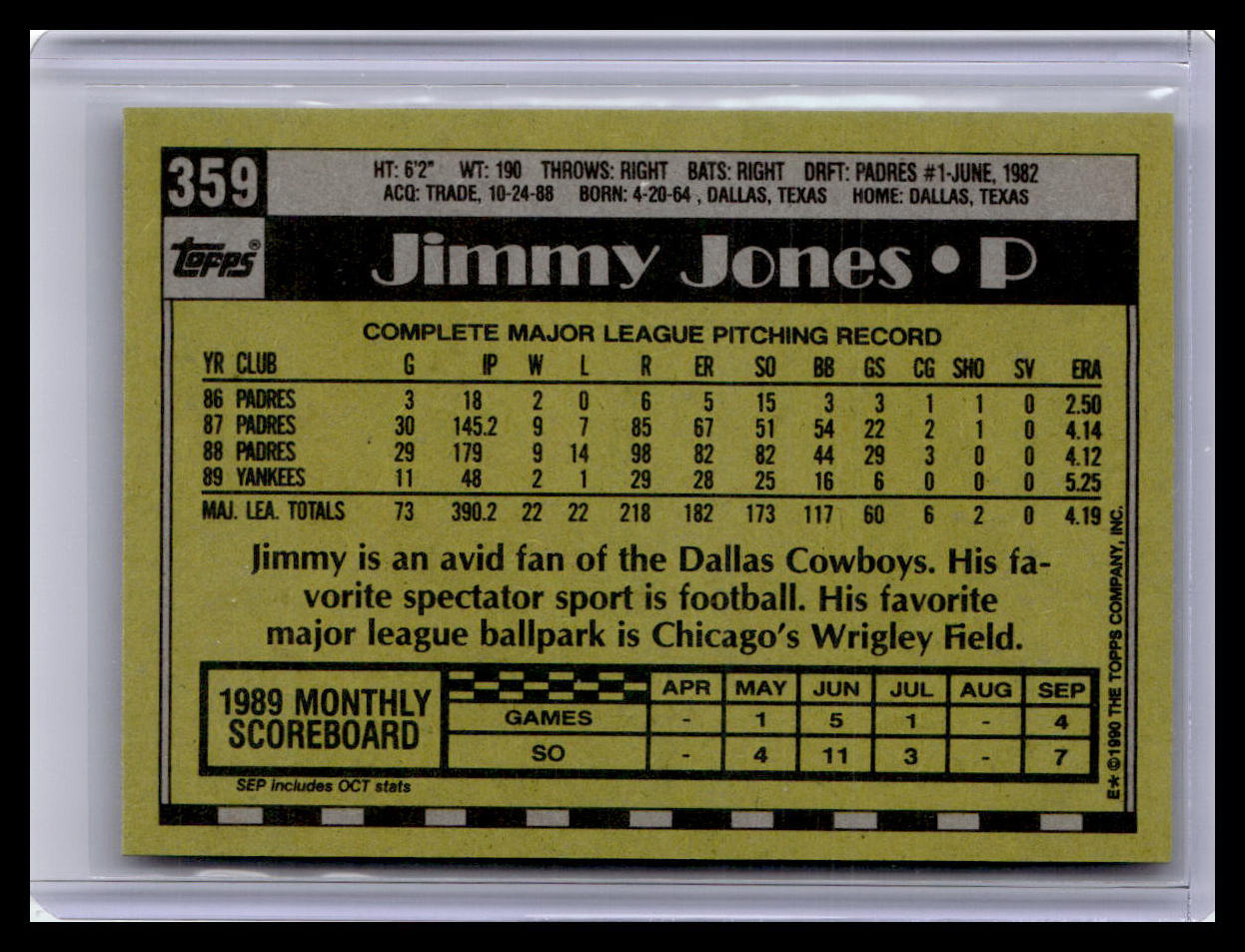 1990 Topps #359 Jimmy Jones