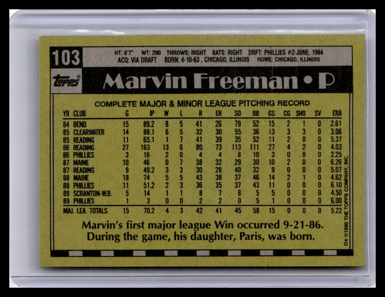 1990 Topps #103 Marvin Freeman