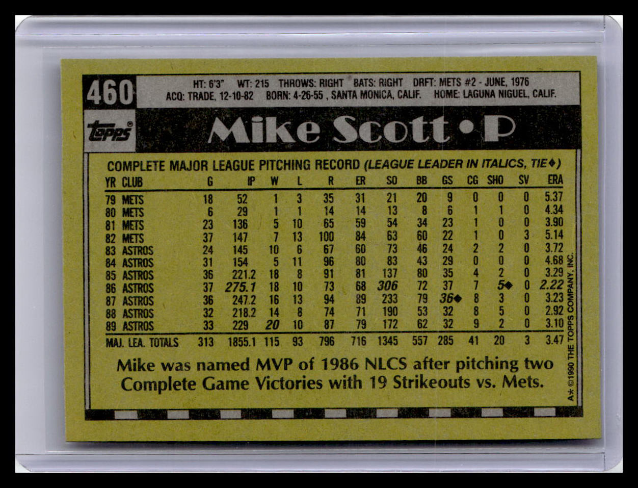 1990 Topps #460 Mike Scott
