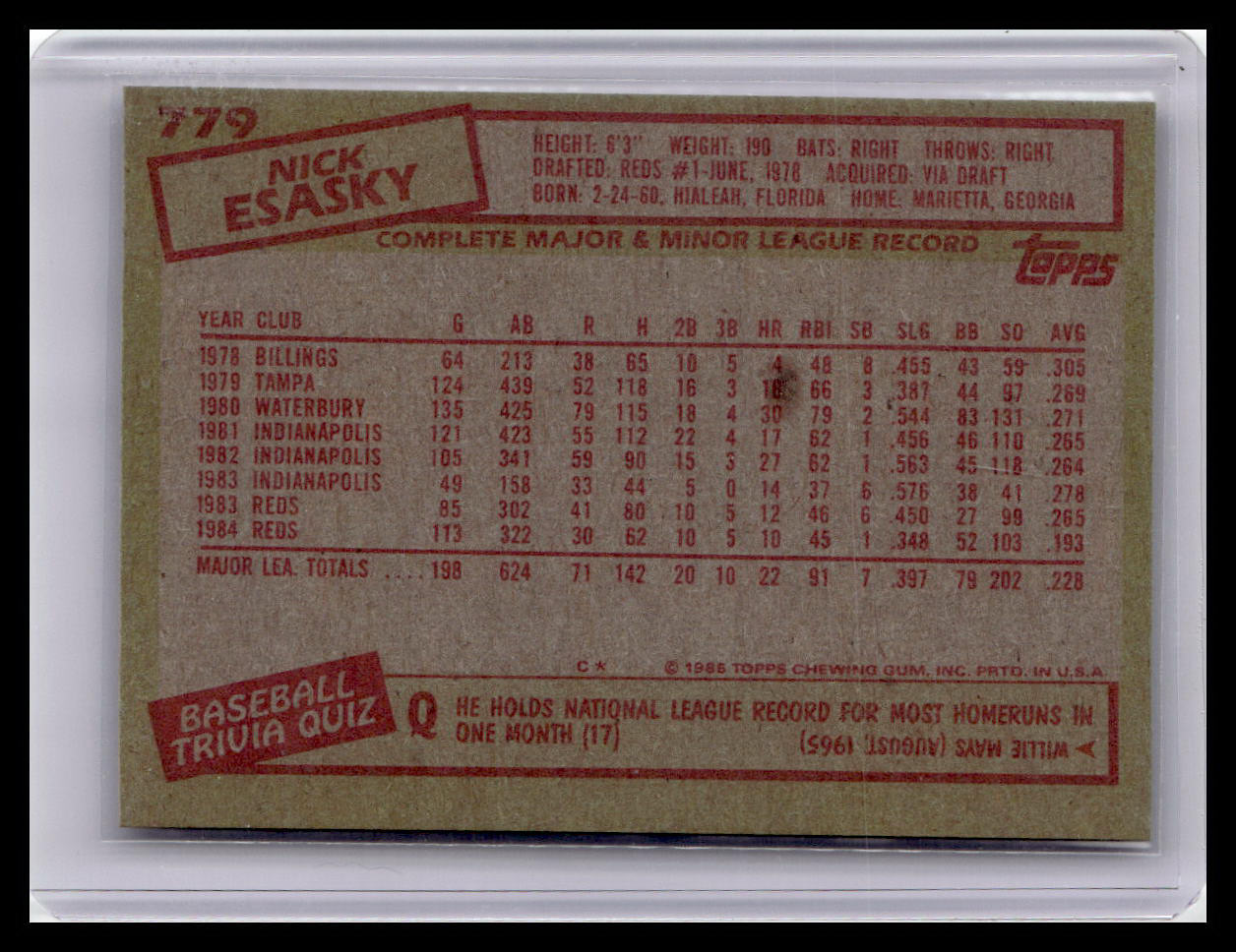 1985 Topps #779 Nick Esasky