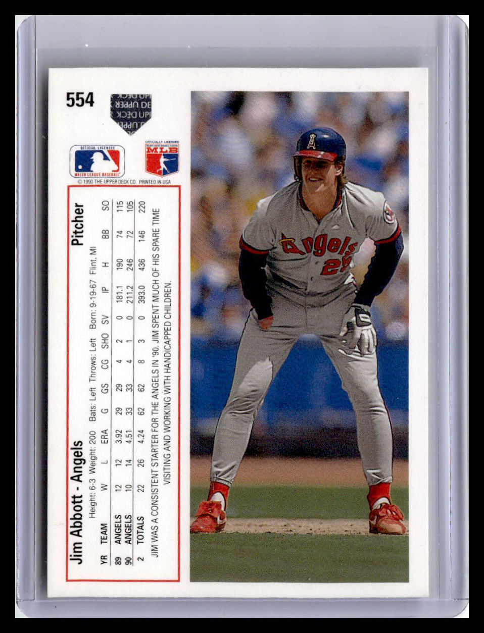 1991 Upper Deck #554b Jim Abbott