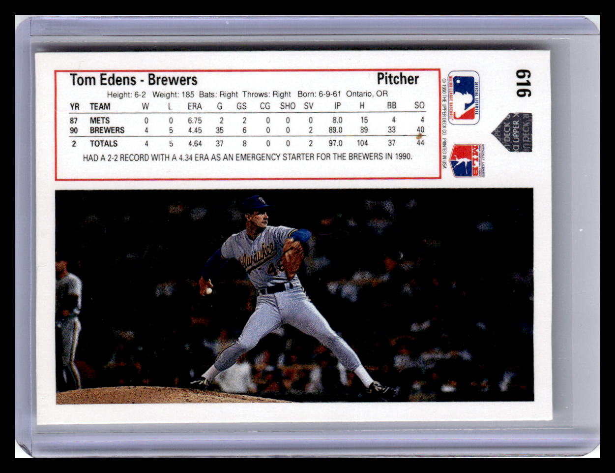 1991 Upper Deck #616 Tom Edens
