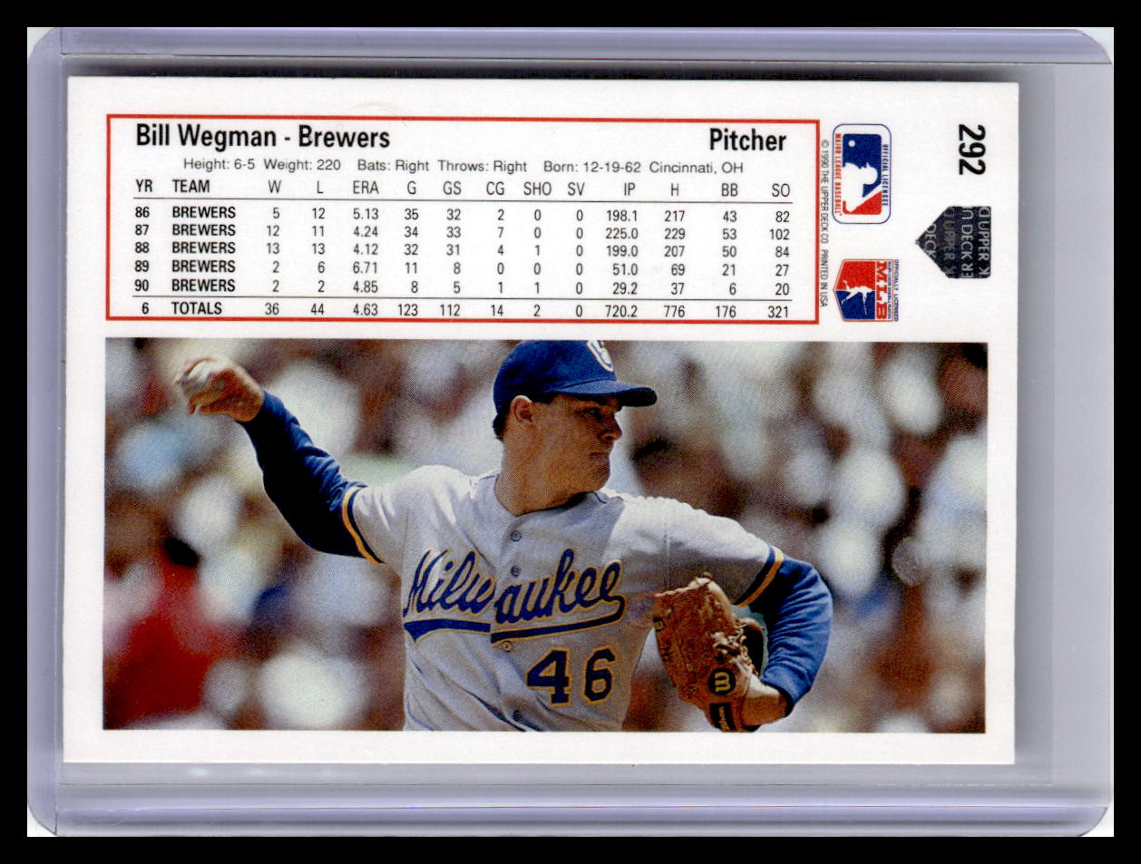 1991 Upper Deck #292b Bill Wegman