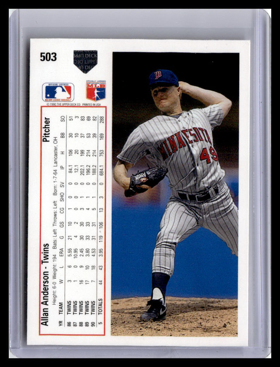 1991 Upper Deck #503c Allan Anderson