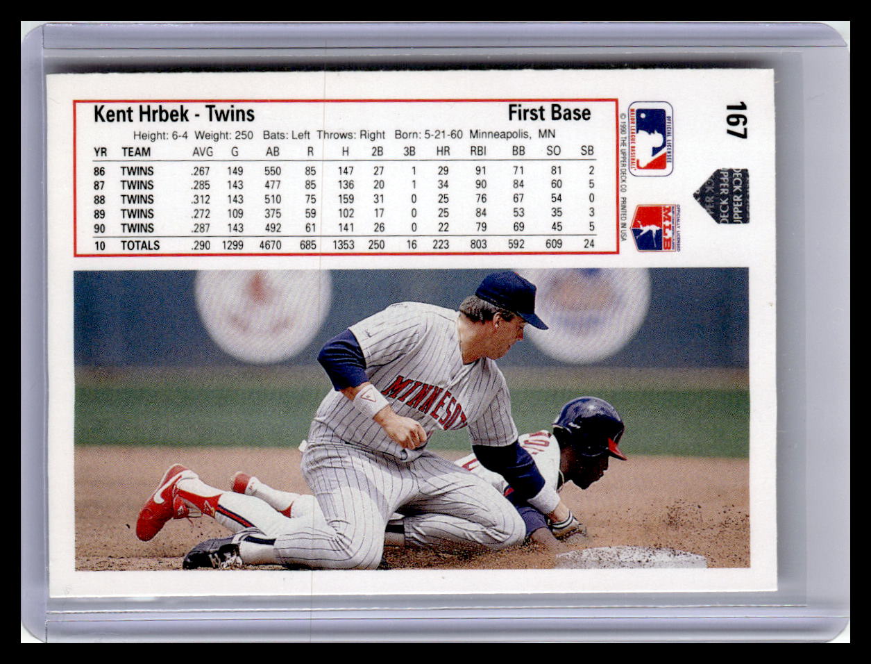 1991 Upper Deck #167b Kent Hrbek