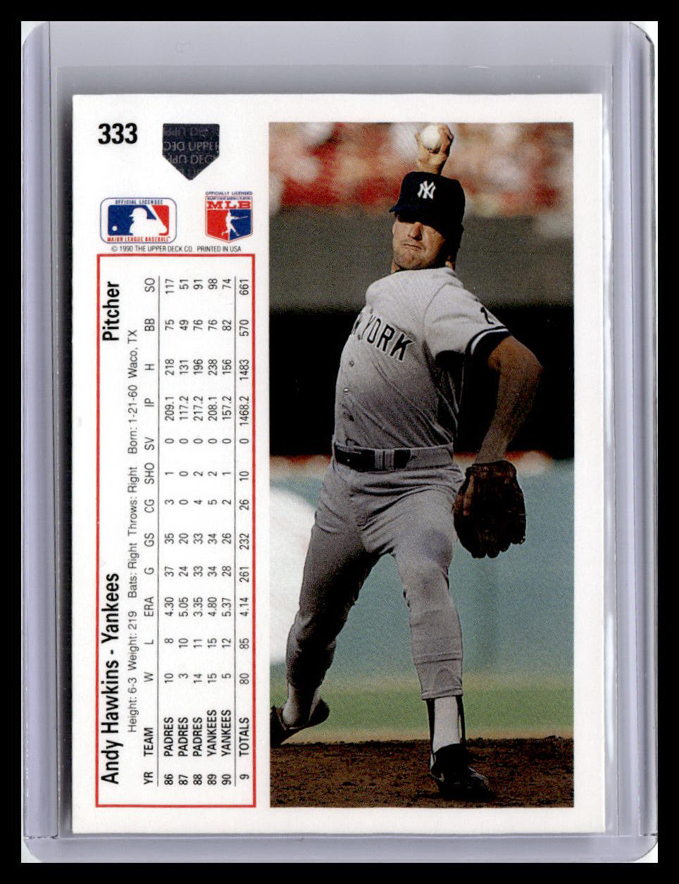 1991 Upper Deck #333b Andy Hawkins