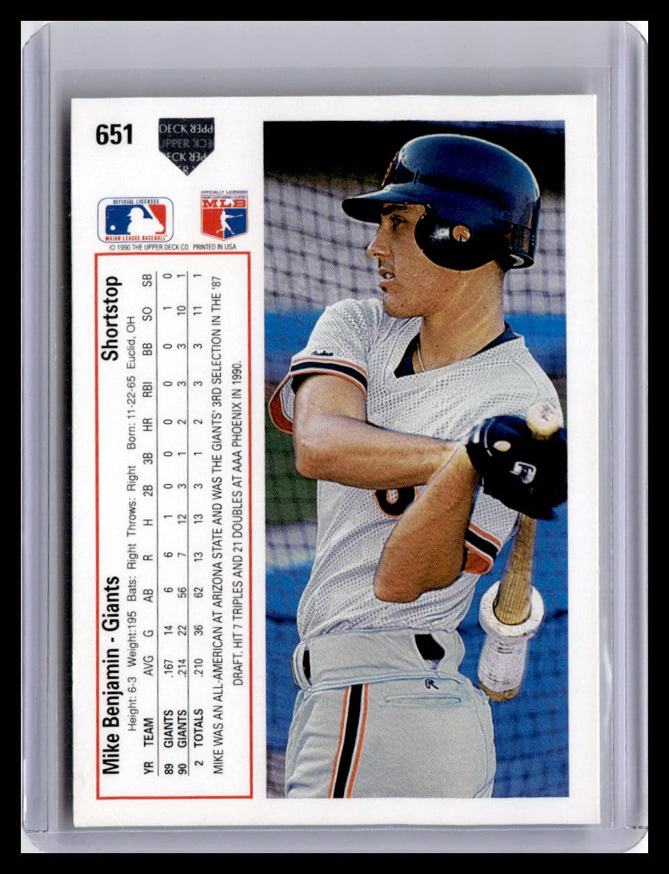 1991 Upper Deck #651b Mike Benjamin