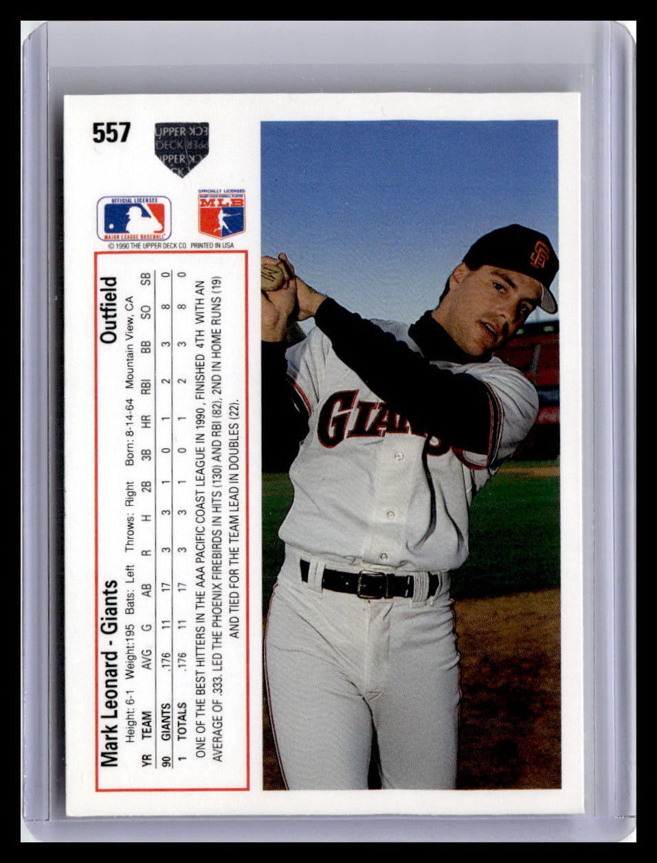 1991 Upper Deck #557b Mark Leonard