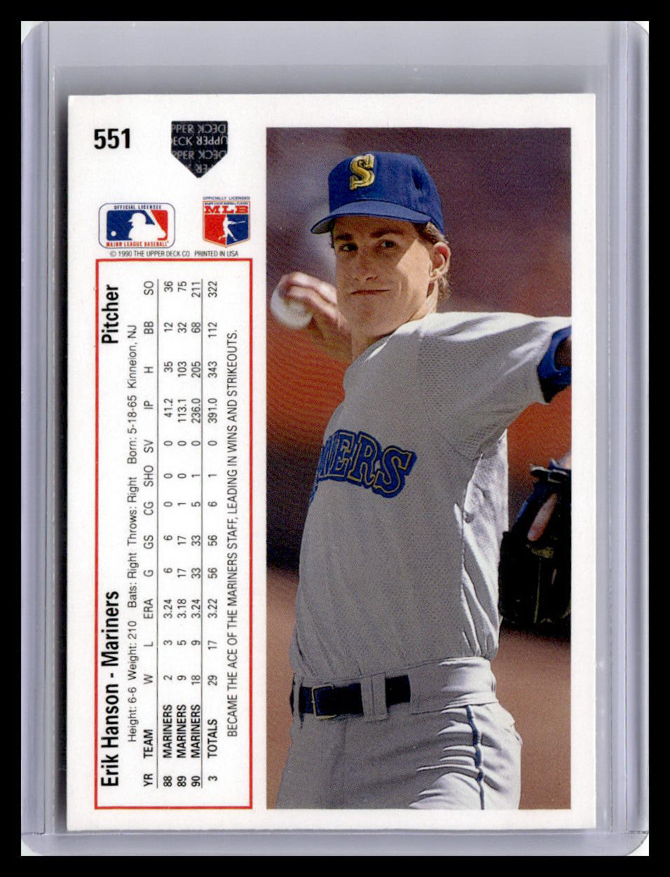 1991 Upper Deck #551c Erik Hanson