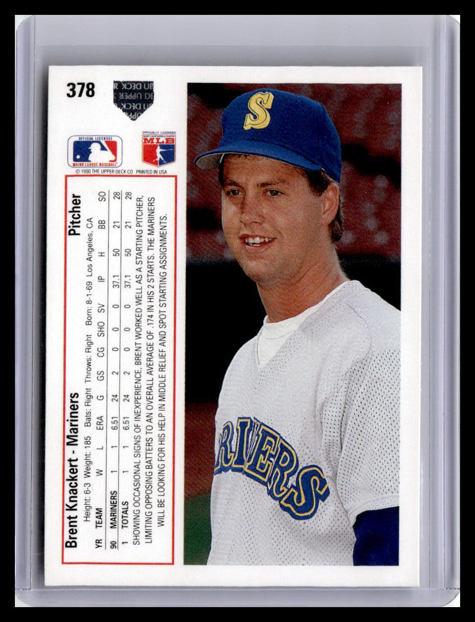 1991 Upper Deck #378 Brent Knackert