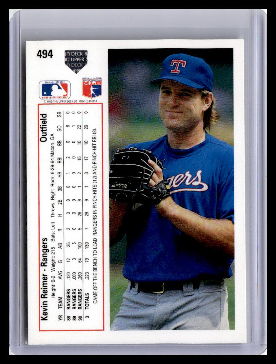 1991 Upper Deck #494d Kevin Reimer