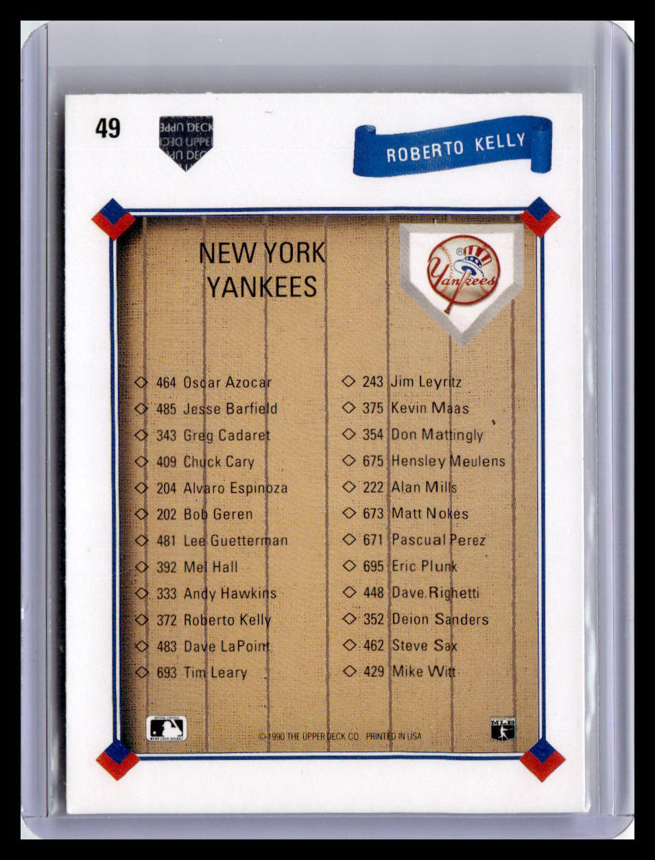 1991 Upper Deck #49 Roberto Kelly