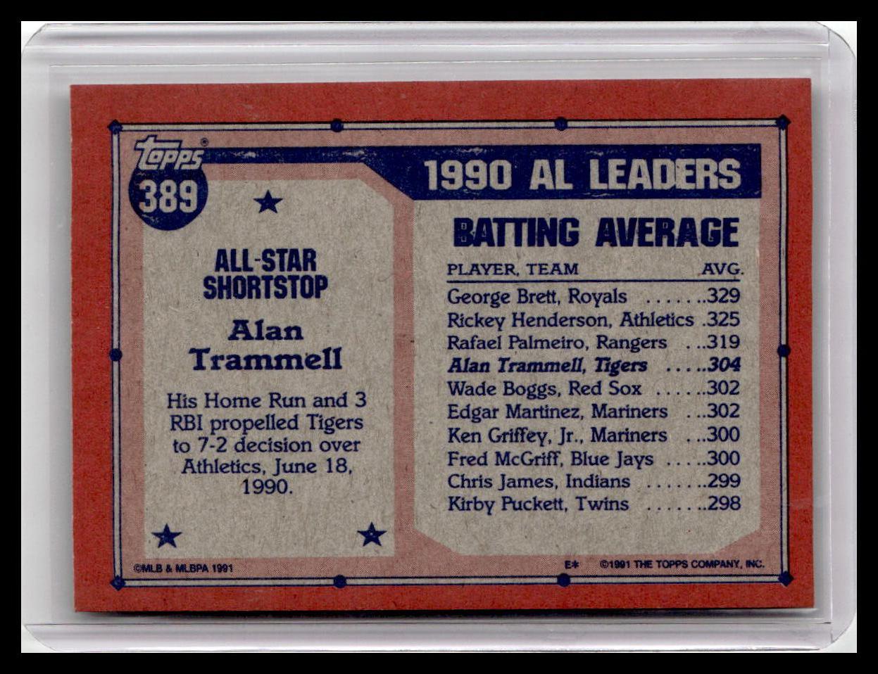 1991 Topps #389 Alan Trammell
