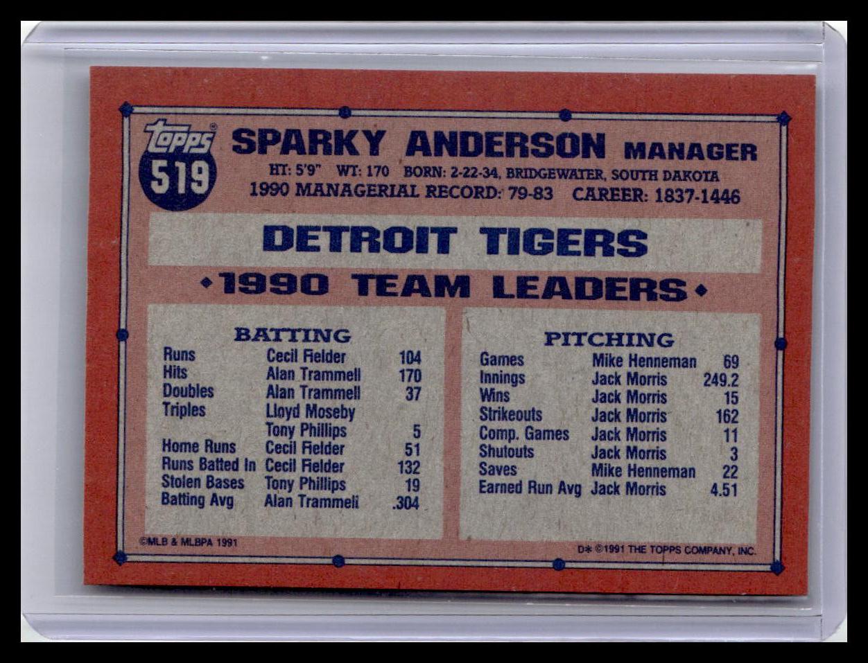 1991 Topps #519 Sparky Anderson Desert Shield
