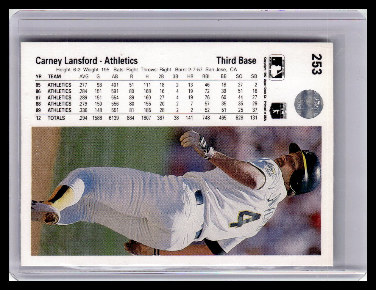 1990 Upper Deck #253 Carney Lansford