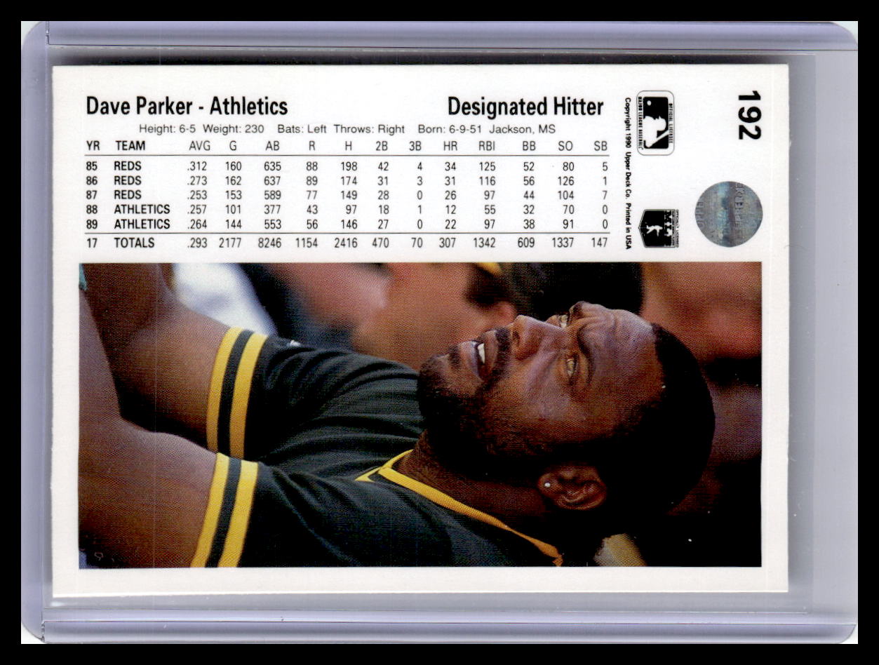 1990 Upper Deck #192b Dave Parker
