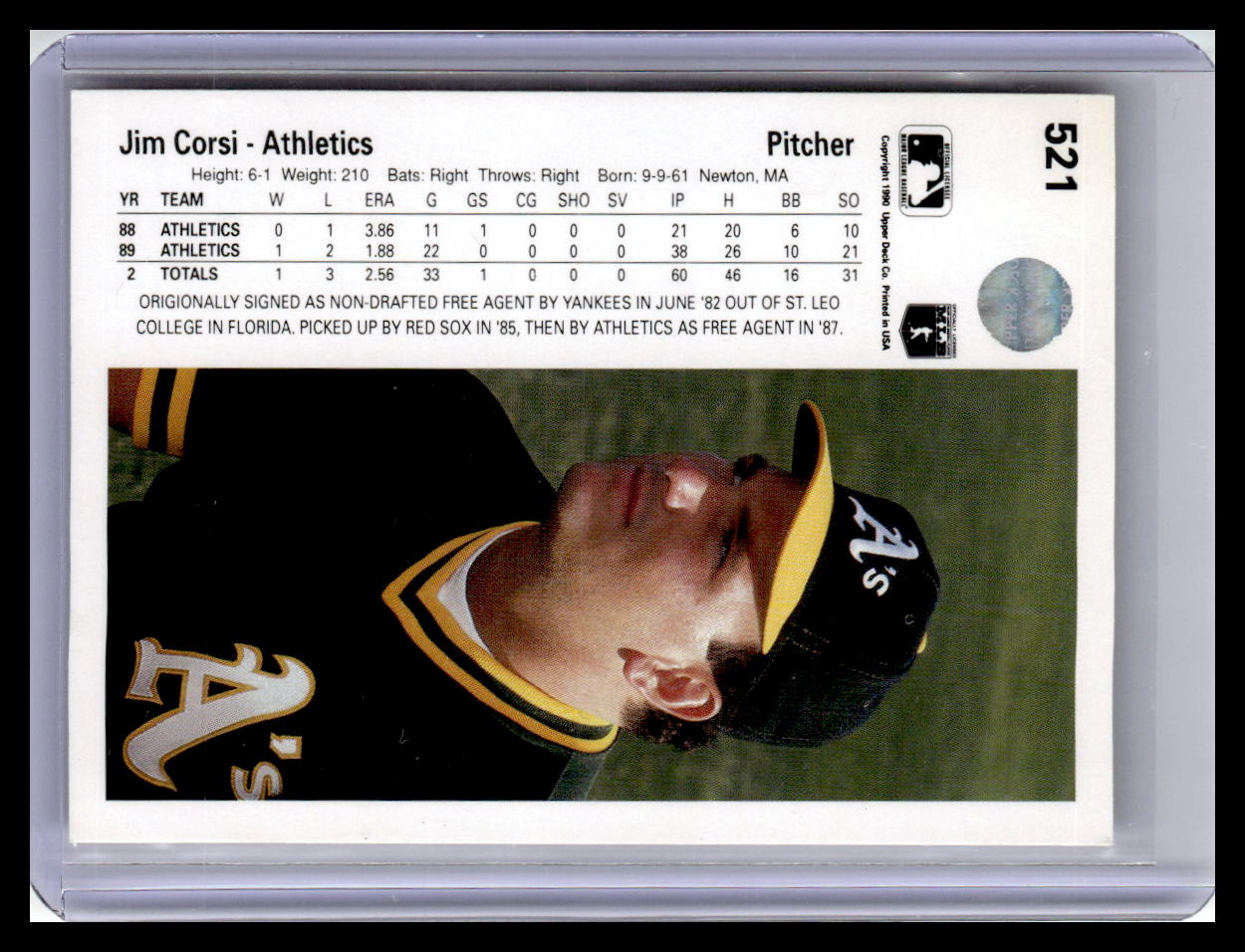 1990 Upper Deck #521 Jim Corsi
