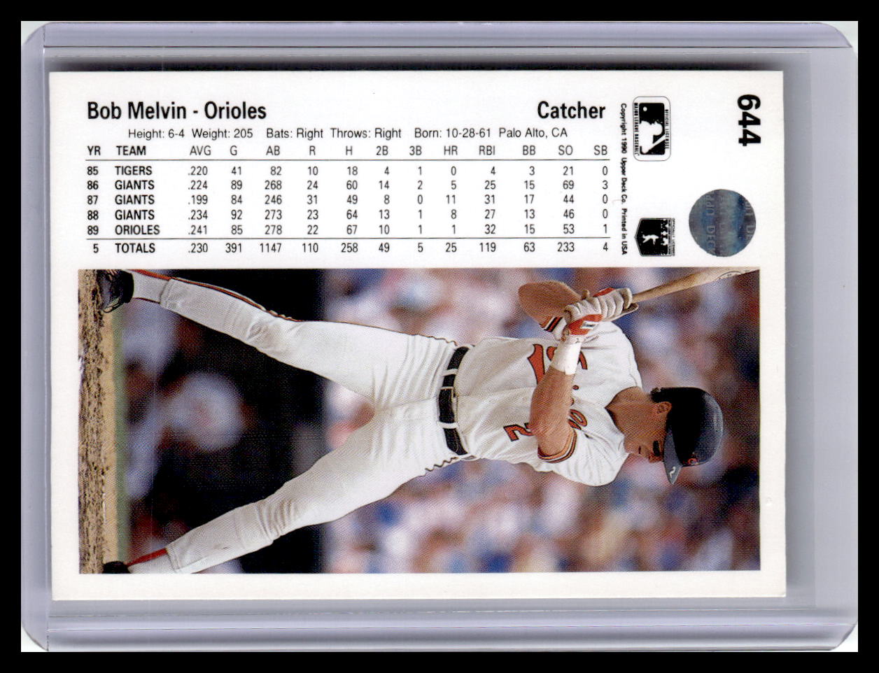 1990 Upper Deck #644 Bob Melvin