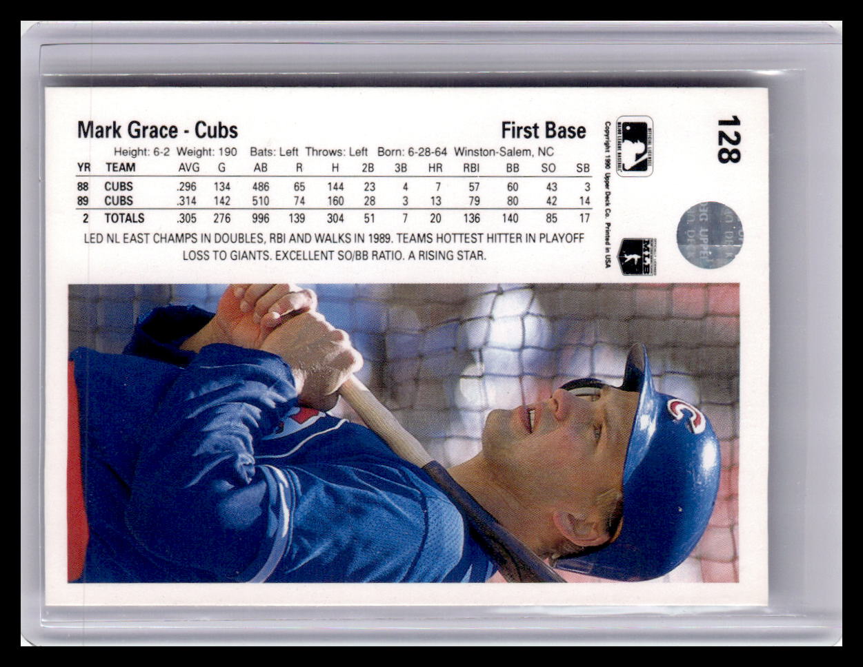 1990 Upper Deck #128b Mark Grace