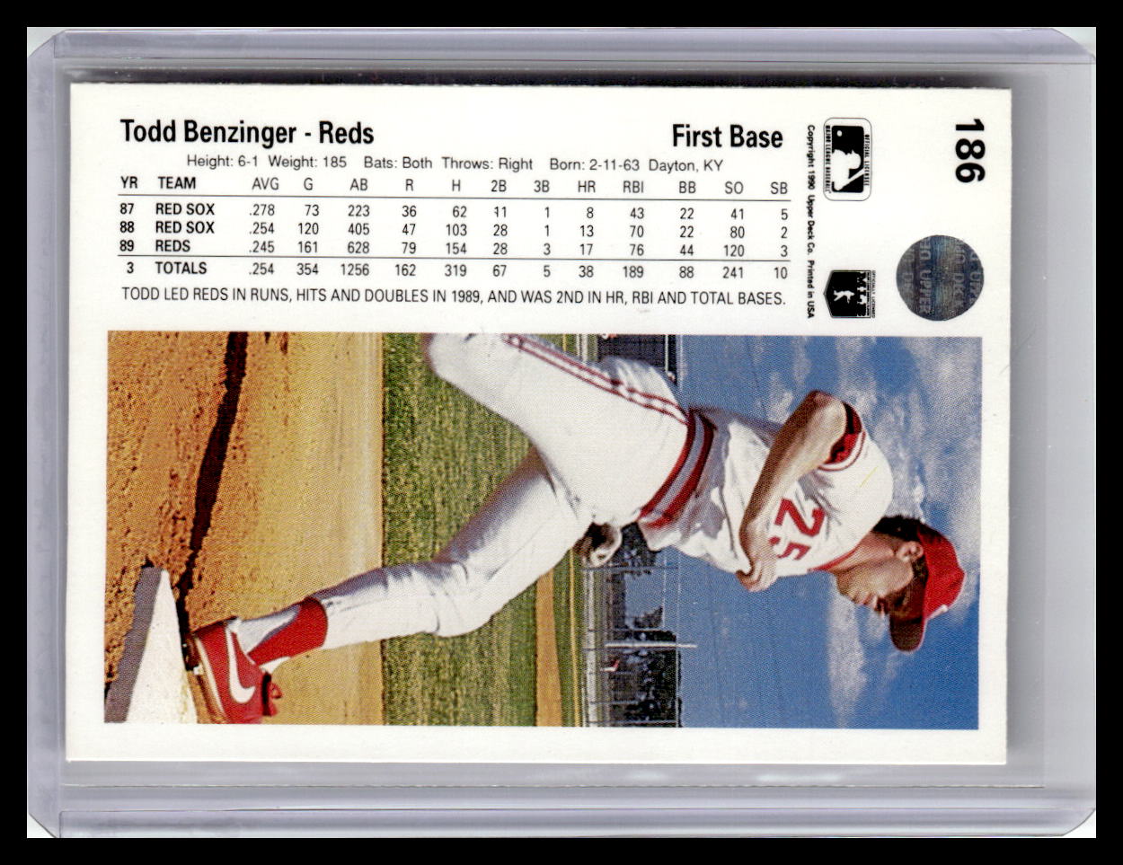 1990 Upper Deck #186b Todd Benzinger