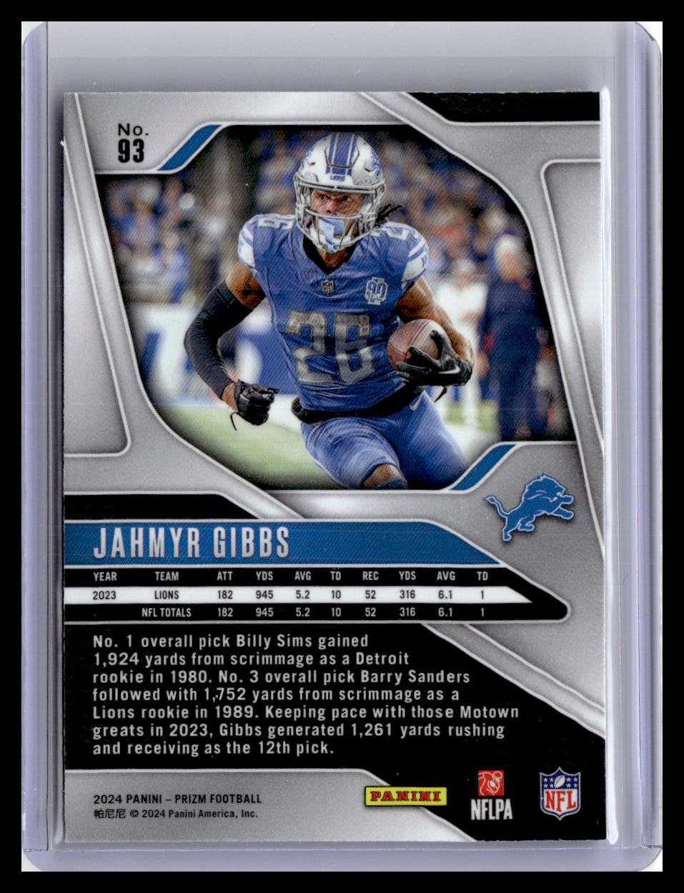 2024 Panini Prizm #93 Jahmyr Gibbs