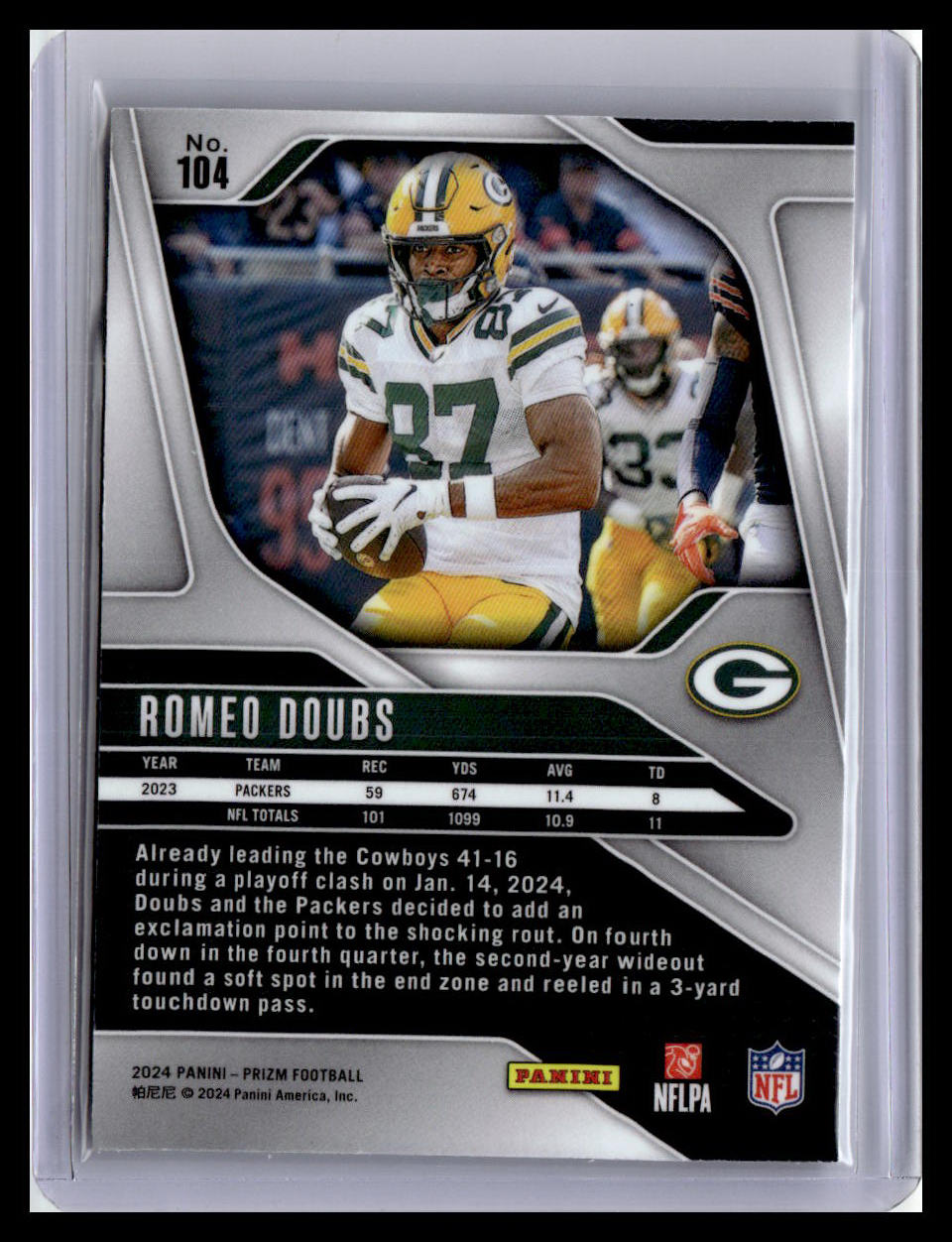 2024 Panini Prizm #104 Romeo Doubs Green