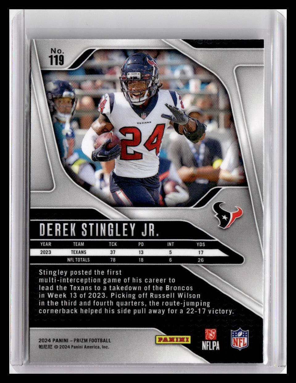 2024 Panini Prizm #119 Derek Stingley Jr.