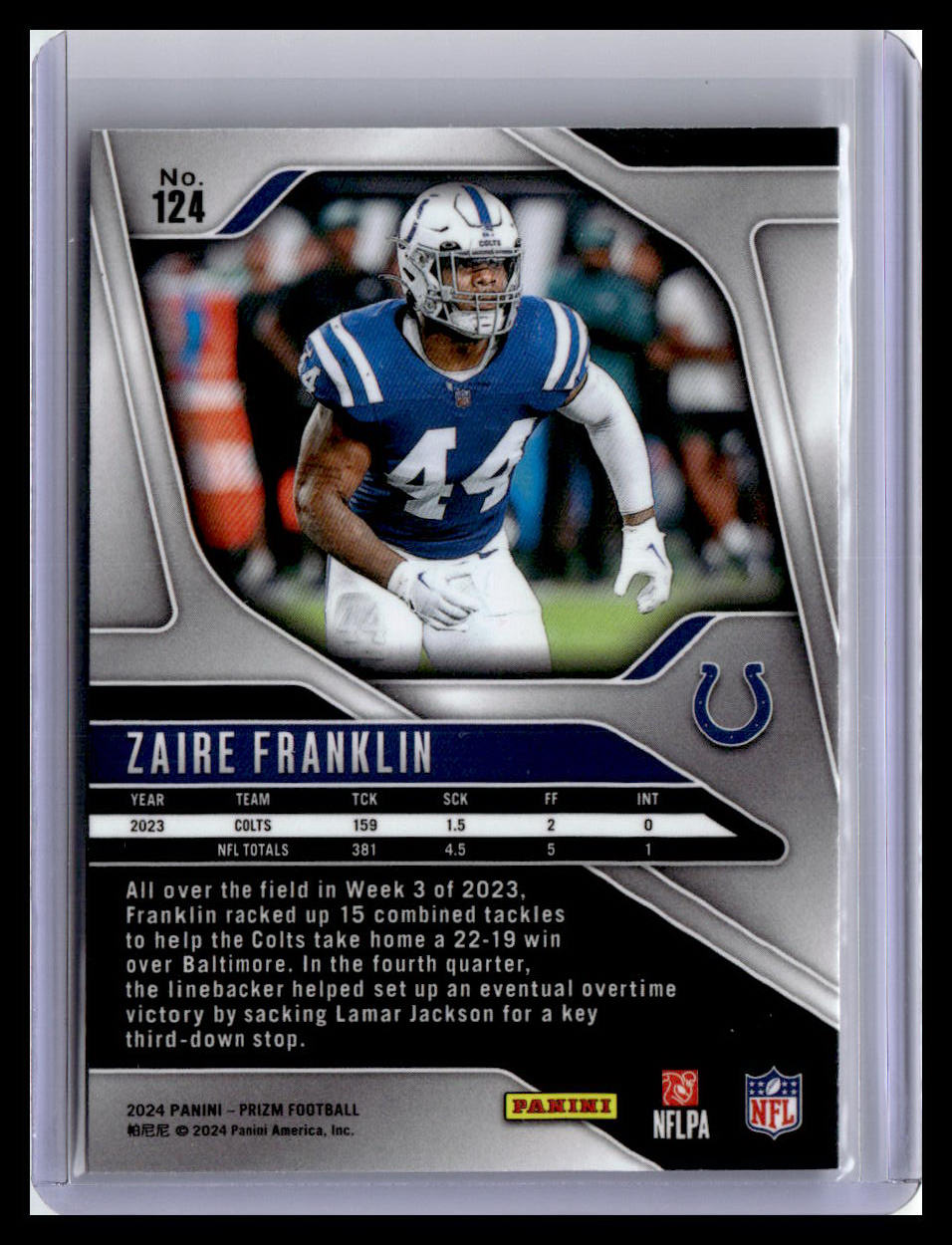 2024 Panini Prizm #124 Zaire Franklin