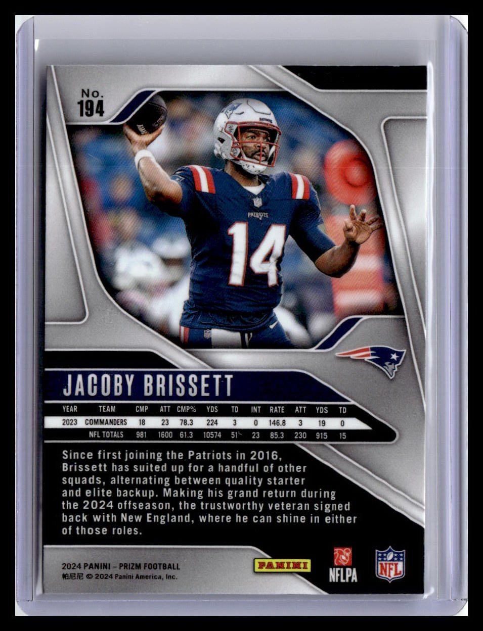 2024 Panini Prizm #194 Jacoby Brissett