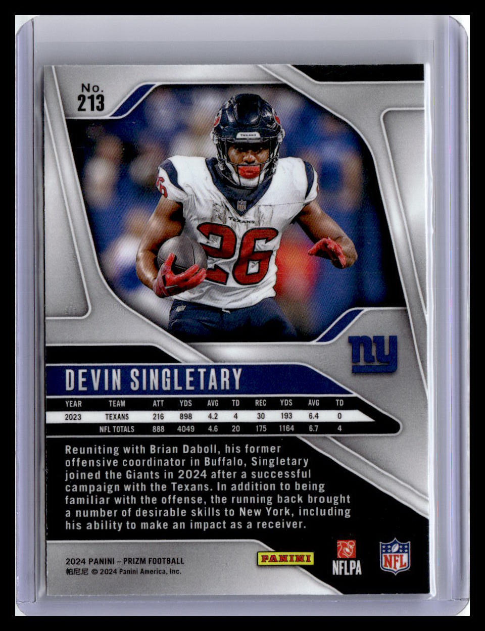 2024 Panini Prizm #213 Devin Singletary