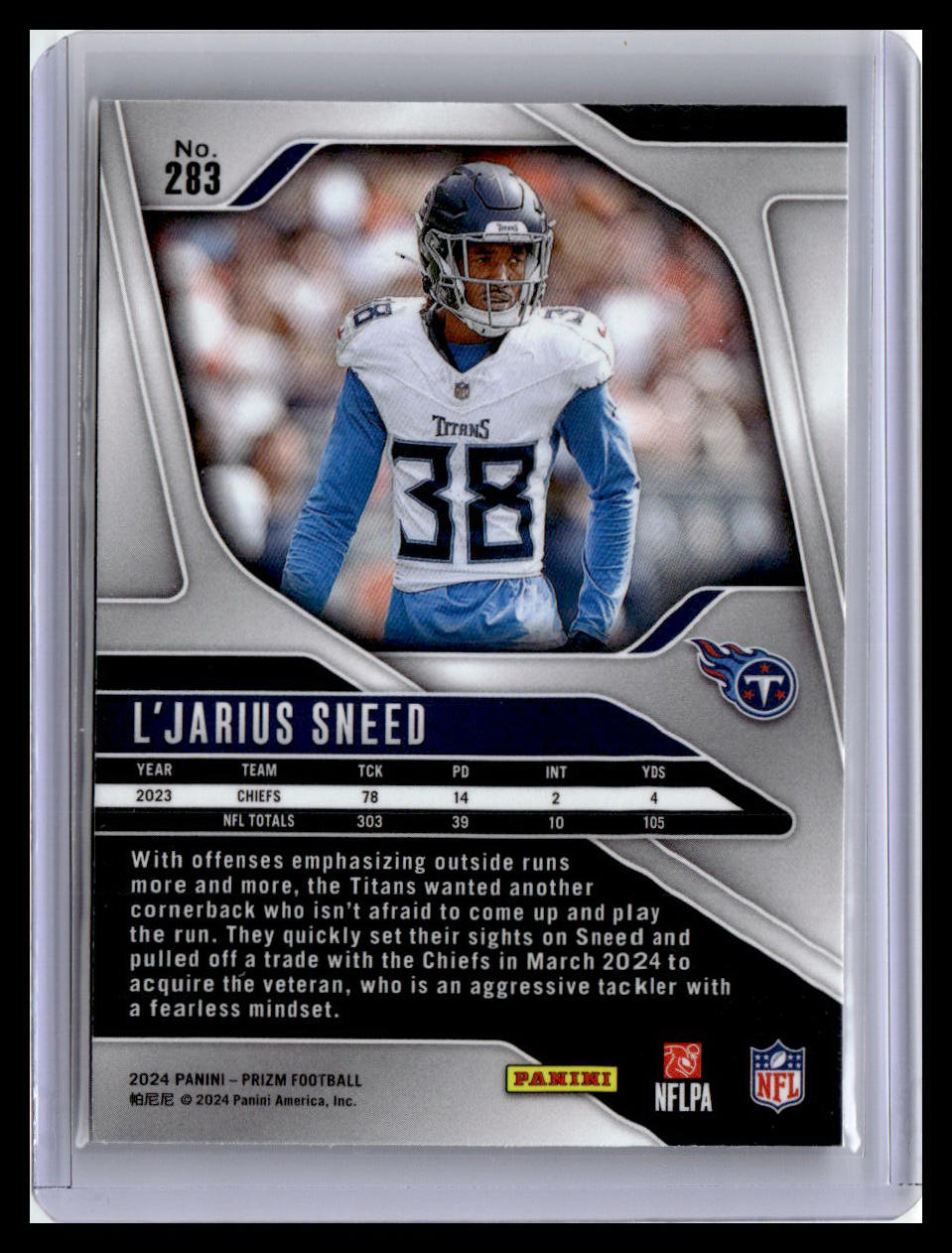 2024 Panini Prizm #283 L'Jarius Sneed