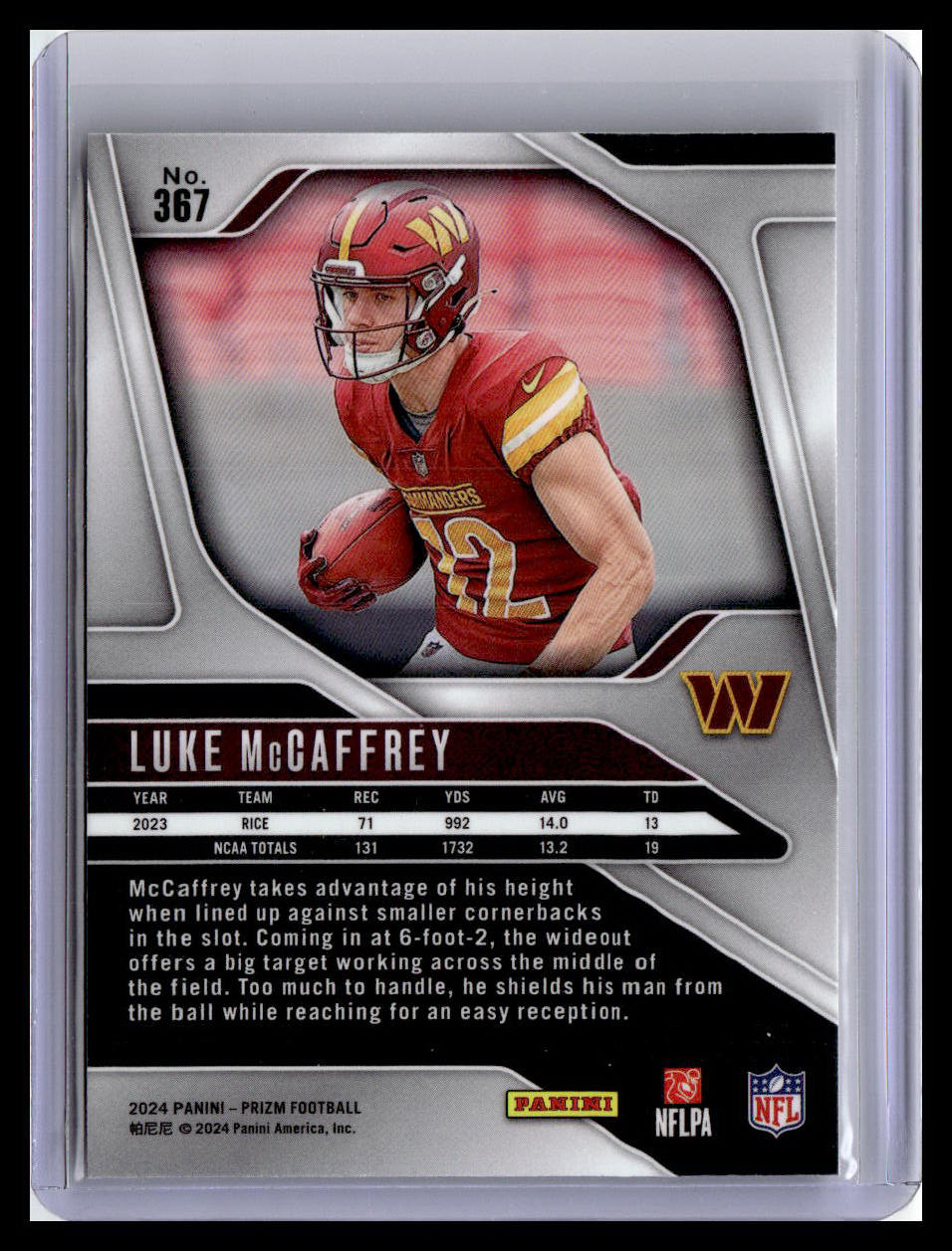 2024 Panini Prizm #367 Luke McCaffrey Silver