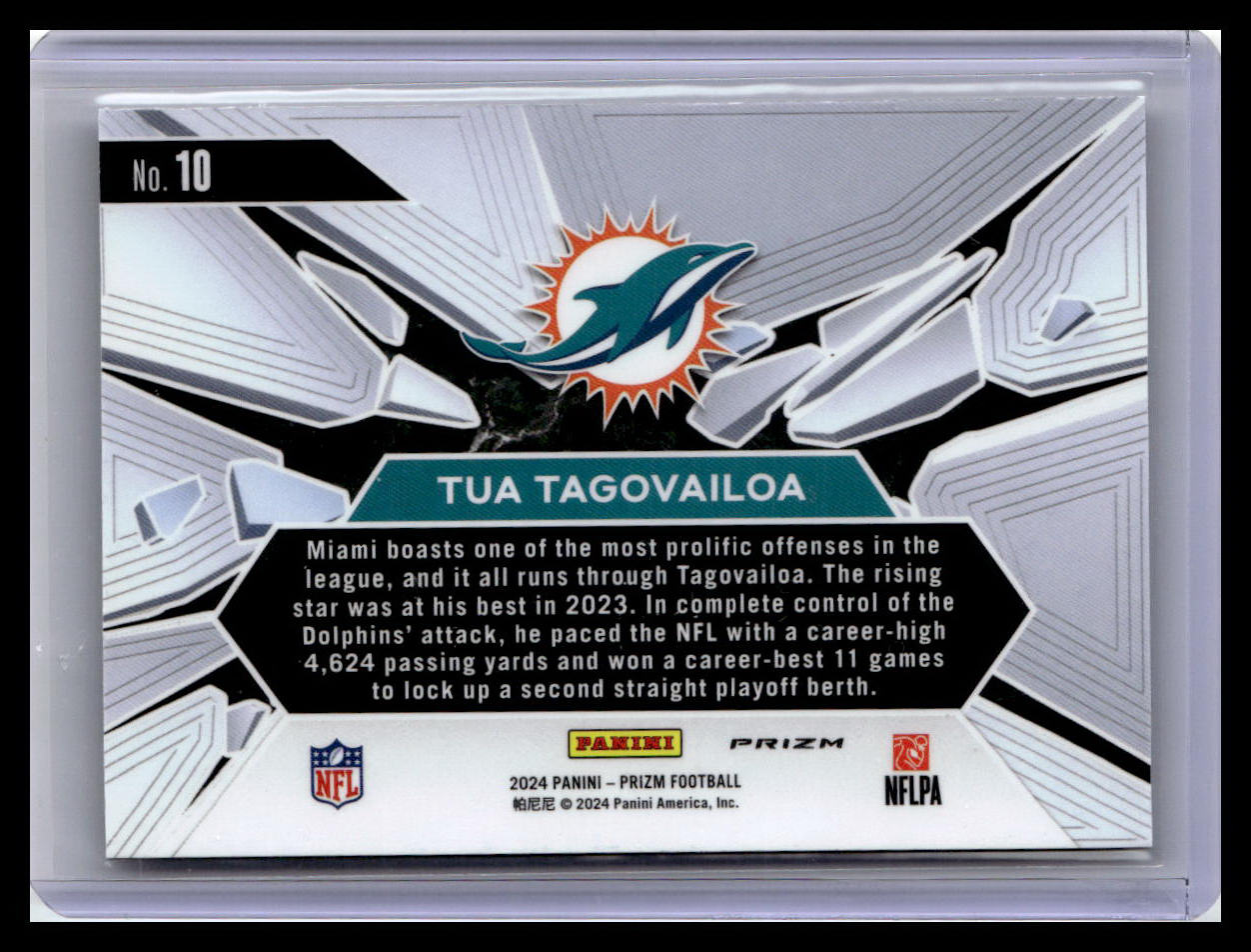 2024 Panini Prizm #10 Tua Tagovailoa Prizm Break Green Ice Prizm