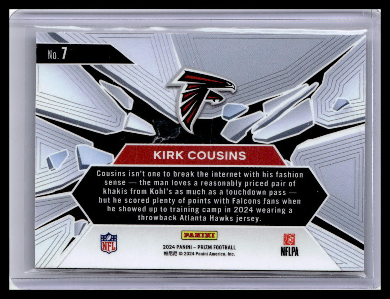 2024 Panini Prizm #7 Kirk Cousins Prizm Break