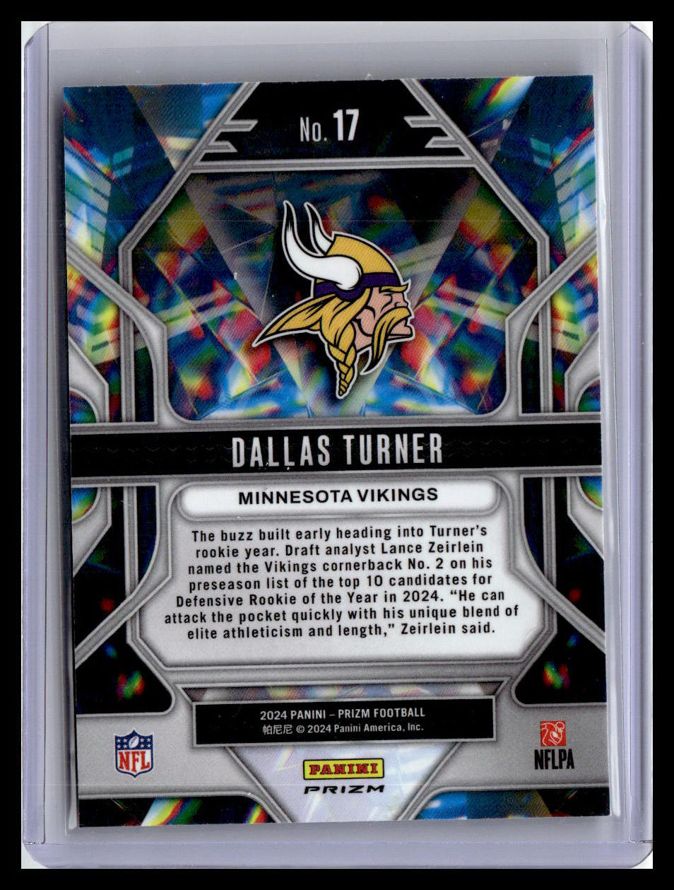 2024 Panini Prizm #17 Dallas Turner Prizmatic Wave Green Prizm