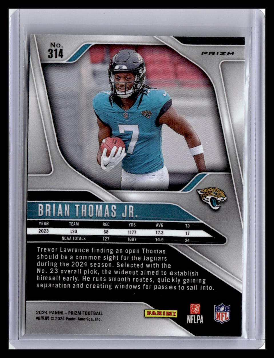 2024 Panini Prizm #314 Brian Thomas Jr. Neon Green Pulsar