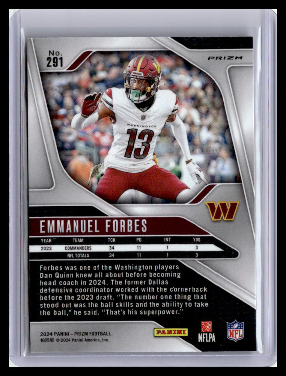 2024 Panini Prizm #291 Emmanuel Forbes Red White and Blue
