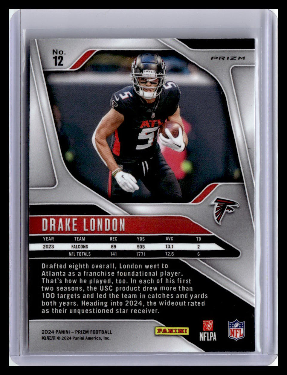 2024 Panini Prizm #12 Drake London Neon Green Pulsar