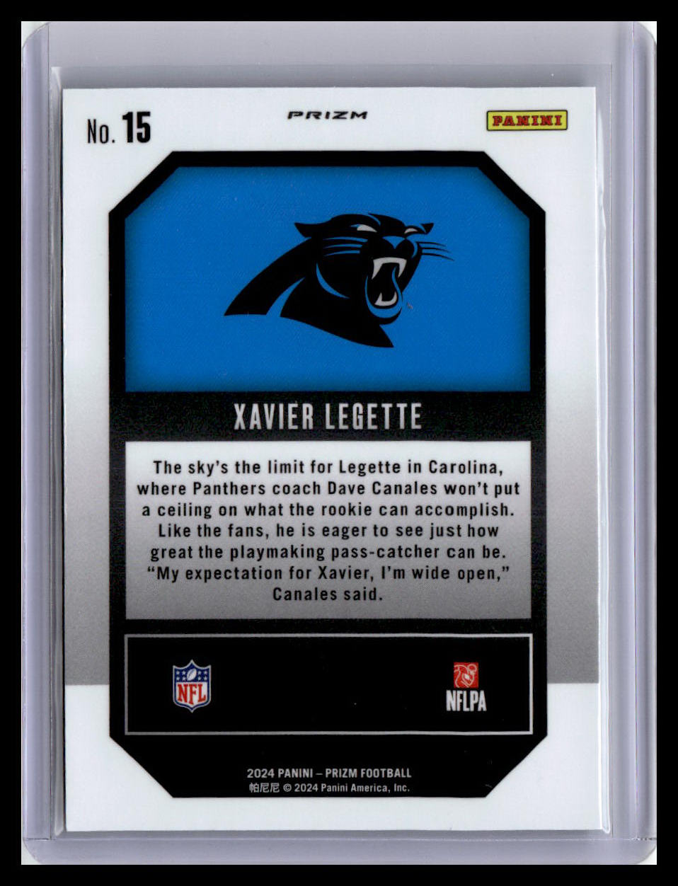 2024 Panini Prizm #15 Xavier Legette Emergent Green Prizm