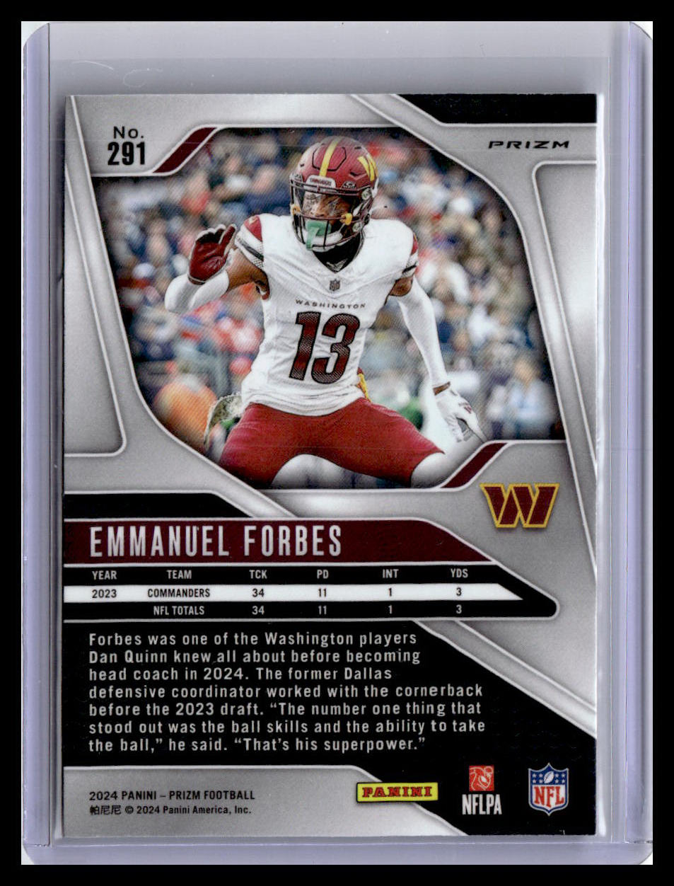 2024 Panini Prizm #291 Emmanuel Forbes Black and White Checker