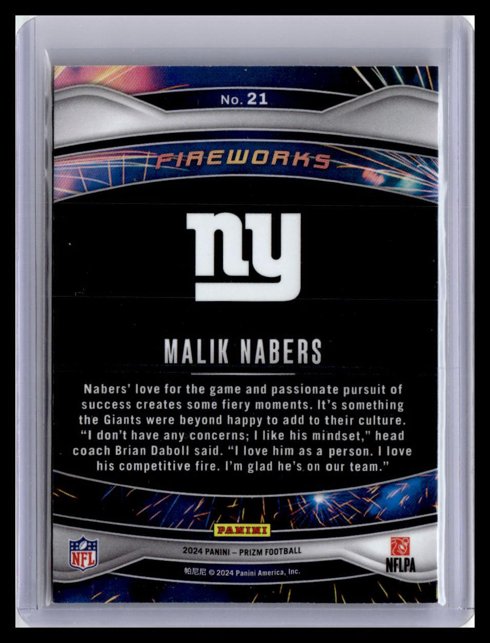 2024 Panini Prizm #21 Malik Nabers Fireworks