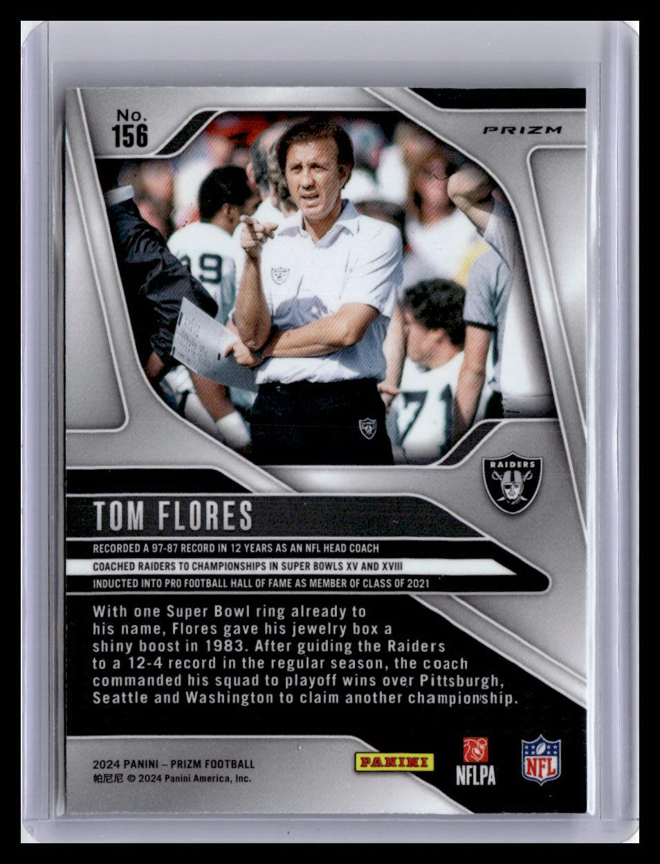 2024 Panini Prizm #156 Tom Flores Neon Green Pulsar