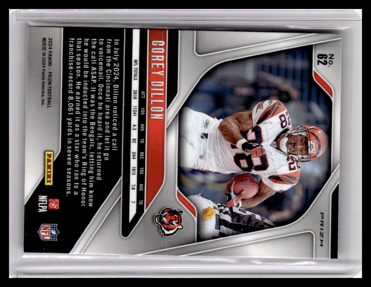 2024 Panini Prizm #62 Corey Dillon Orange Disco Prizm