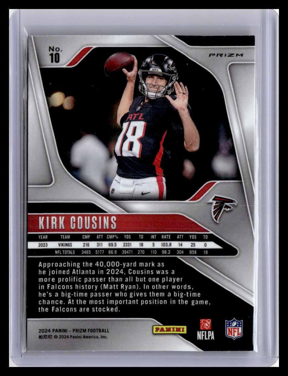 2024 Panini Prizm #10 Kirk Cousins Orange Disco Prizm