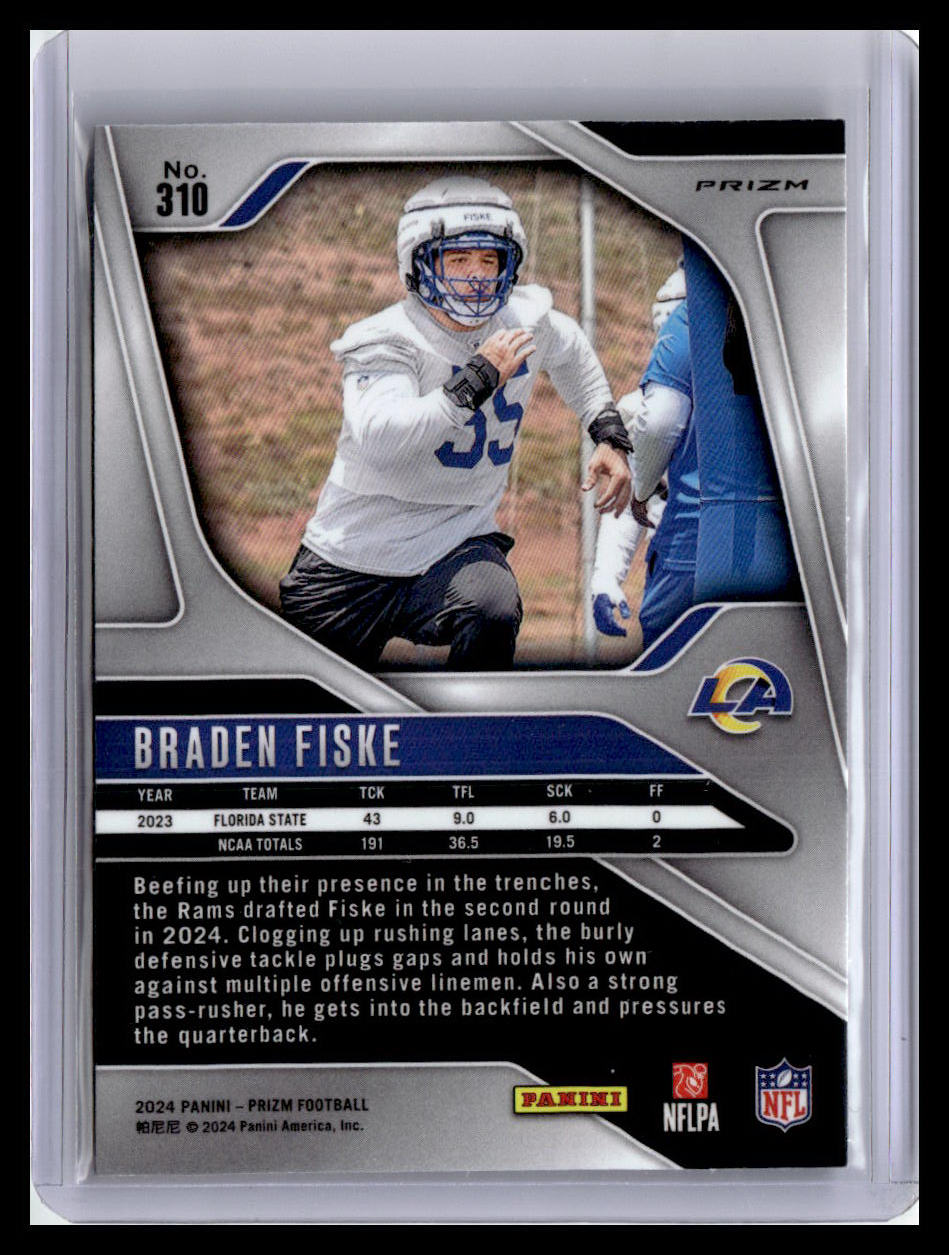 2024 Panini Prizm #310 Braden Fiske Orange Disco Prizm