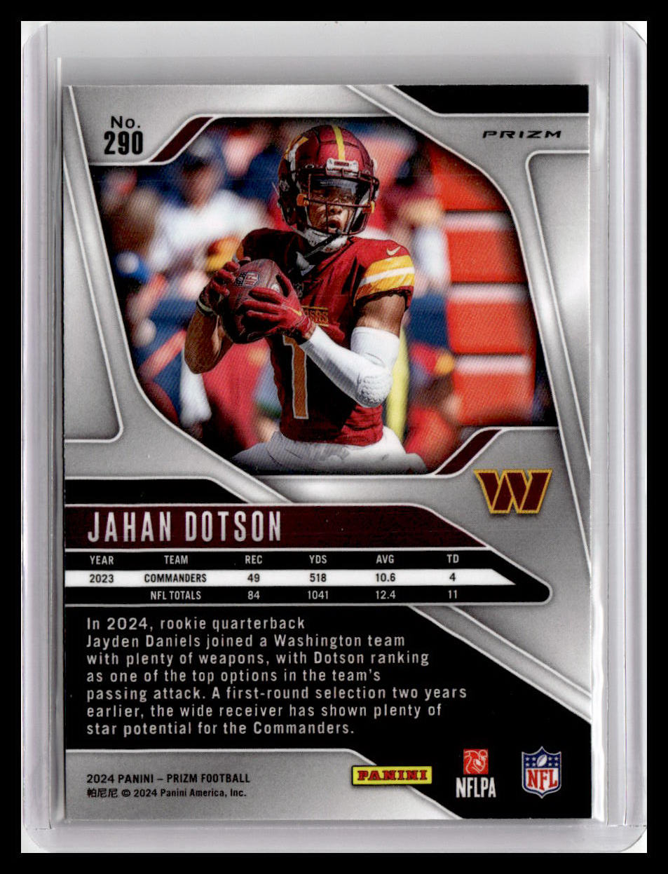 2024 Panini Prizm #290 Jahan Dotson Lazer